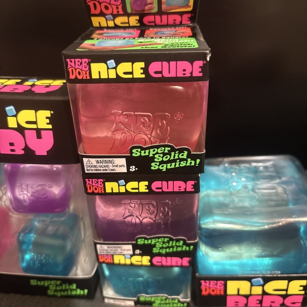 Lot of Authentic NeeDoh Nice Cube, Nice Berg, Nice Ice Baby Pink Purple Blue NEW